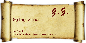 Gying Zina névjegykártya
